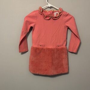 Janie and Jack Coral Dress with Faux Fur Skirt